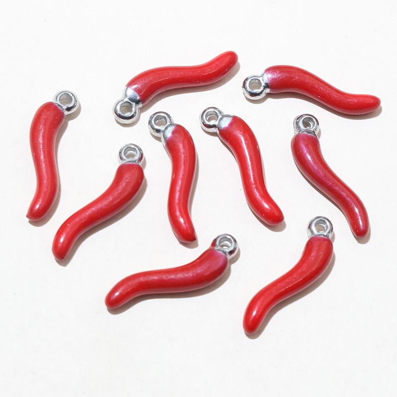 10pcs Enamel Chili Pepper Pendant Charms Stainless Steel  DIY Jewelry Making Accessories for Earrings Necklace Bracelet