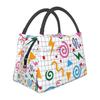 Retro 80s 90s Print Thermal Lunch Bag for Women Reusable Portable Waterproof Insulated Bento Lunch Box for Travel Picnic Work
