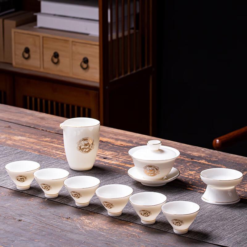 Dehua Suet Jade White Porcelain Kung Fu Tea Set
