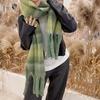 New Colorful Cashmere Scarf Soft Stripe Pattern Scarves Long Tassel Wraps Mohair Plaid Thickened Shawl Women Winter Muffler