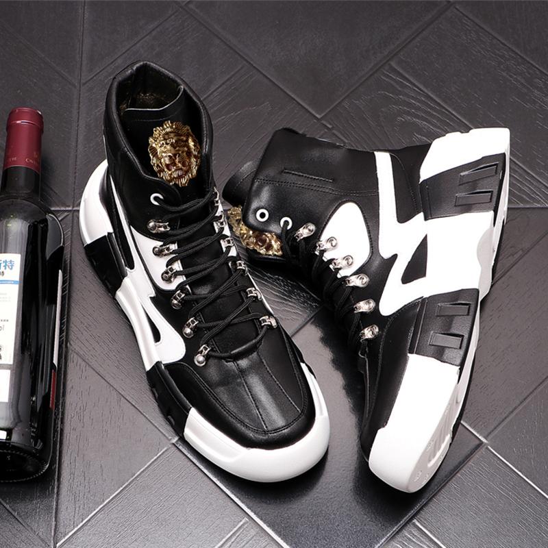Mote Herre fritidssko designer svarte herresko brødsko herre høy topp vakre ankelstøvletter treningssko Zapatos Hombre A6