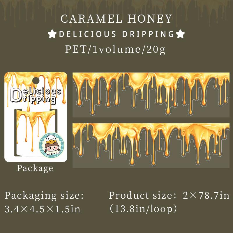 200cm/ Roll PET Washi Tapes Jam Chocolate Sauce Dripping Pattern Hand Scene Creative DIY Cup Photo Frame Photo Decoration Tape