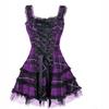 Summer Women's Plaid Dress Lace Up Lace Sleeveless Short Skirt