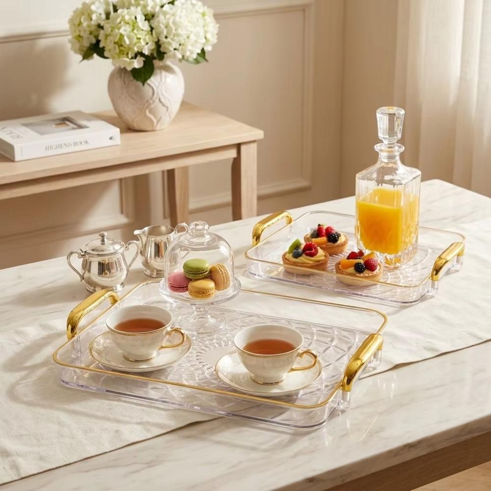 Rectangular Snack Serving Plate Rhomboid Pattern Tea Tray Durable Kitchen Storage Tray Living Room