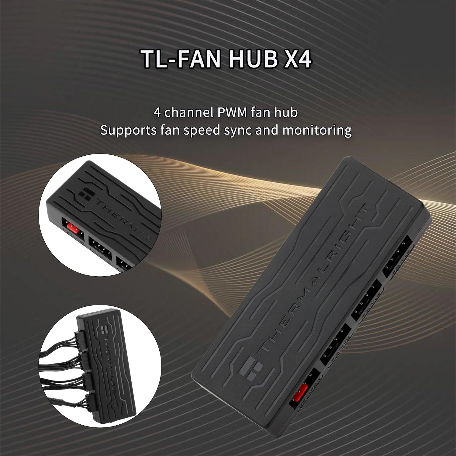 Fan HUB X4 Computer Case Fan Hub Controller for 4-Pin,4-Port Pwm Fan Hub Used SATA Power Supply,12V Desktop Computer Cooling Fans Hub Power Supply