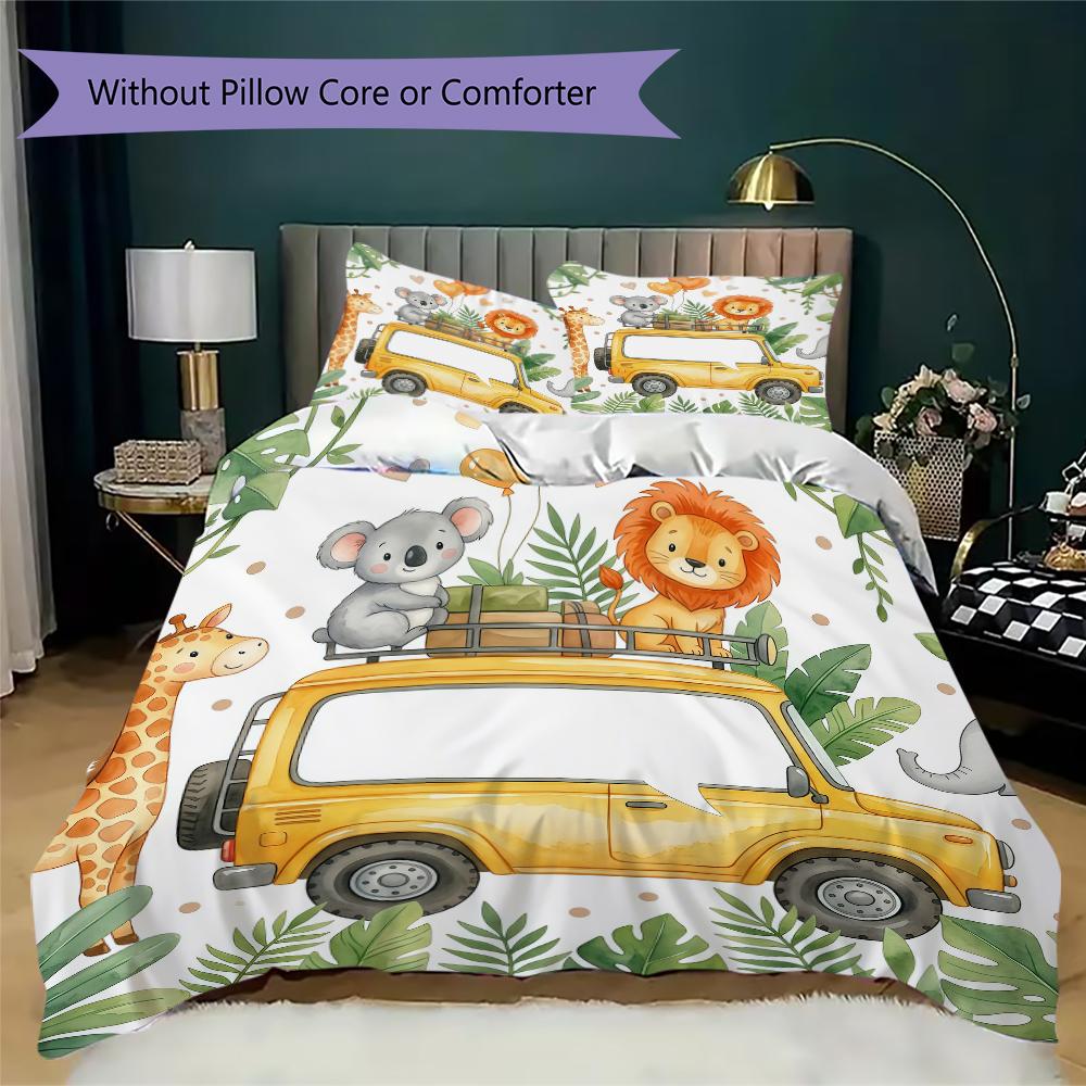 Warm Elephants Pattern Bedding Uilt Set Uilt Cover Pillowcase Home Decoration Birthday Gift (1 * Duvet Cover + 2 * Pillowcase Without Core)