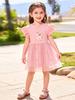 Little Maven Summer Short Sleeve Mesh Cartoon Dress for Girls