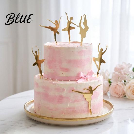 Ballet Dancer Cupcake Decorations 6 Pcs Cake Topper, Acrylic Ballerina Dancing Girl Birthday Elegant Party Favors Decoration for Anniversary,