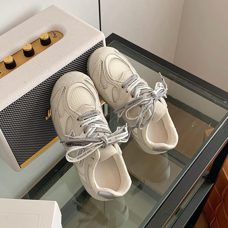 Mesh breathable heightening German training shoes women's 2025 spring and autumn new pair of shoelaces casual foot small Forrest Gump shoes sports