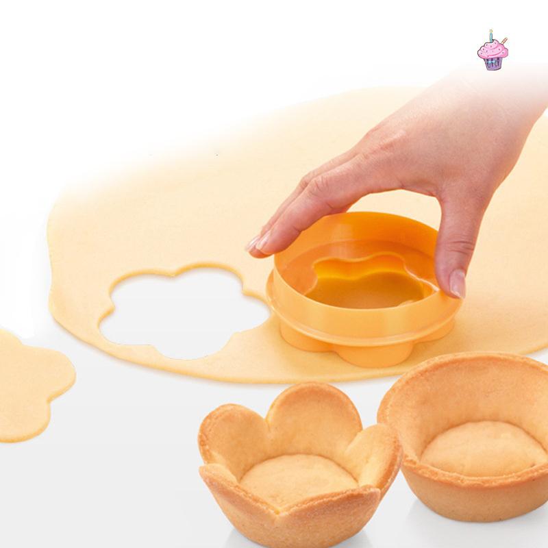 Flower Shaped Cutter Cake Mold Pastry Dough Tamper Set Creative Cake Cup Presser Biscuit Mold Pie Tamper Kitchen Diy Baking Tool