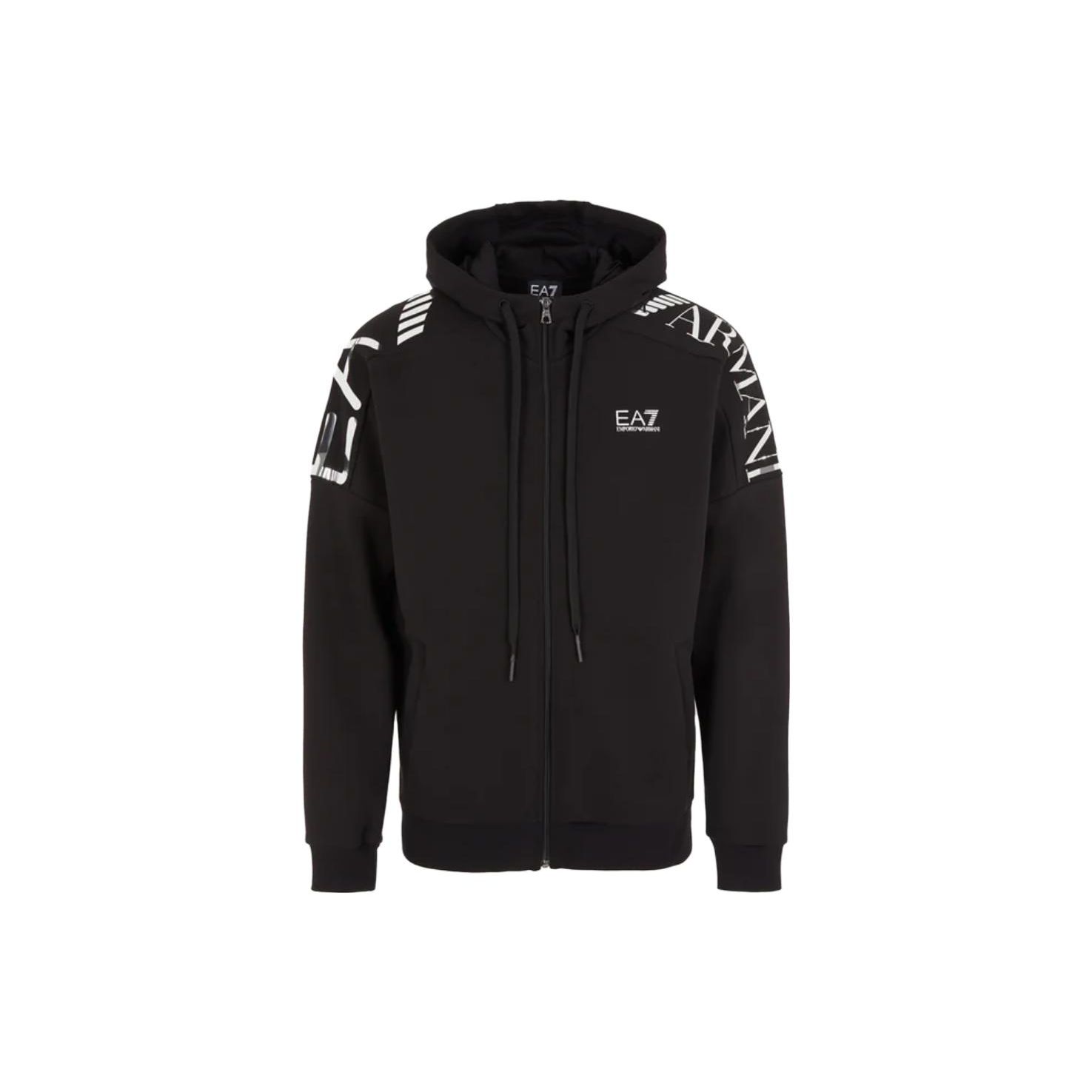 Emporio Armani EA7 Logo Letterprint Casual Hoodie Jas Heren jassen Zwart 6RPM24-PJHLZ-1200 S black