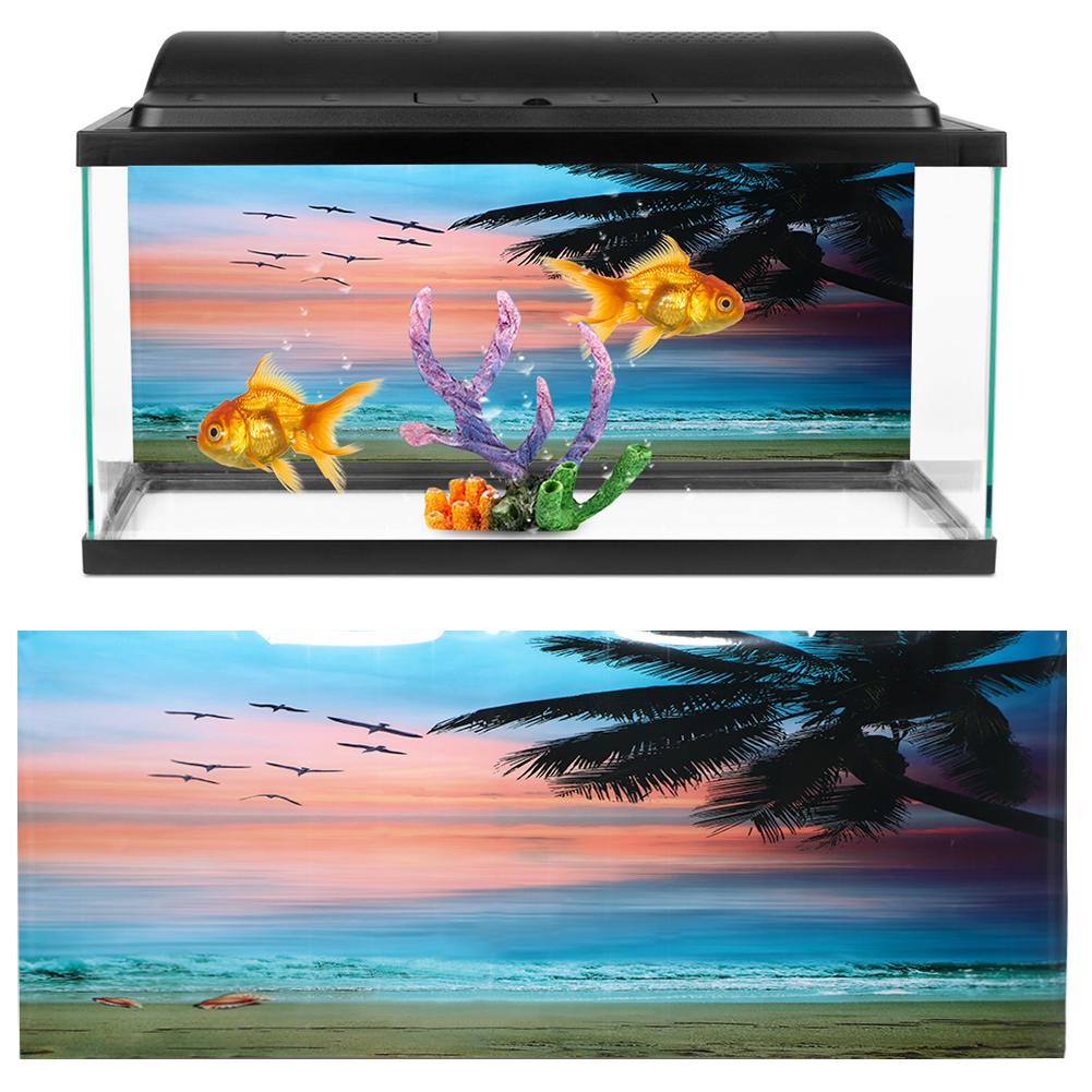 PVC Klebefolie Sonnenuntergang am Meer Wolkenmuster Aquarium Hintergrund Poster Aufkleber Fischbecken