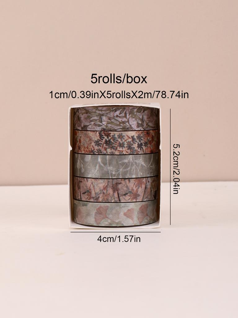5rolls/box Flora and Fauna Washi Tape Decorative Sticker Adhesive Tape DIY Crafts Arts Scrapbooking Card Washi Tape Stationery