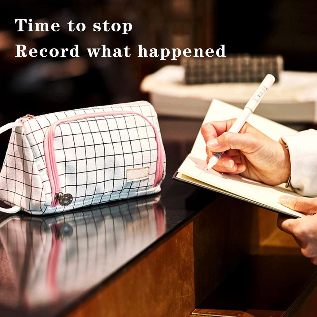 Velkokapacitní penály, multifunkční, pro střední školy, univerzity, kanceláře, studenty, chlapce, ženy, černý pléd (22*11*8 cm)