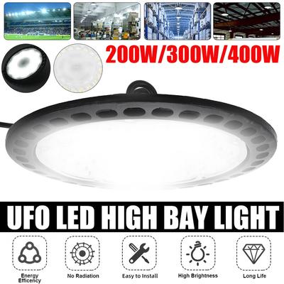 200W 300W 500W UFO LED High Bay Light AC220V Waterproof Warehouse Garage Light Super Bright Commercial Industrial Lighting
