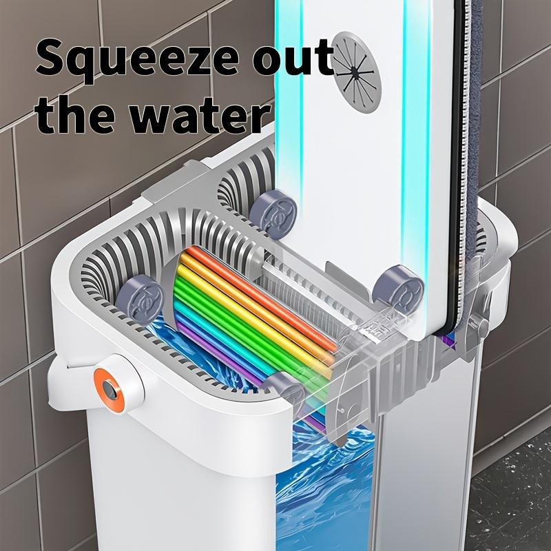 Microfiber Flat Floor Mop with Bucket Set. Square Bucket Body, Stainless Steel Handle, Household Cleaning System