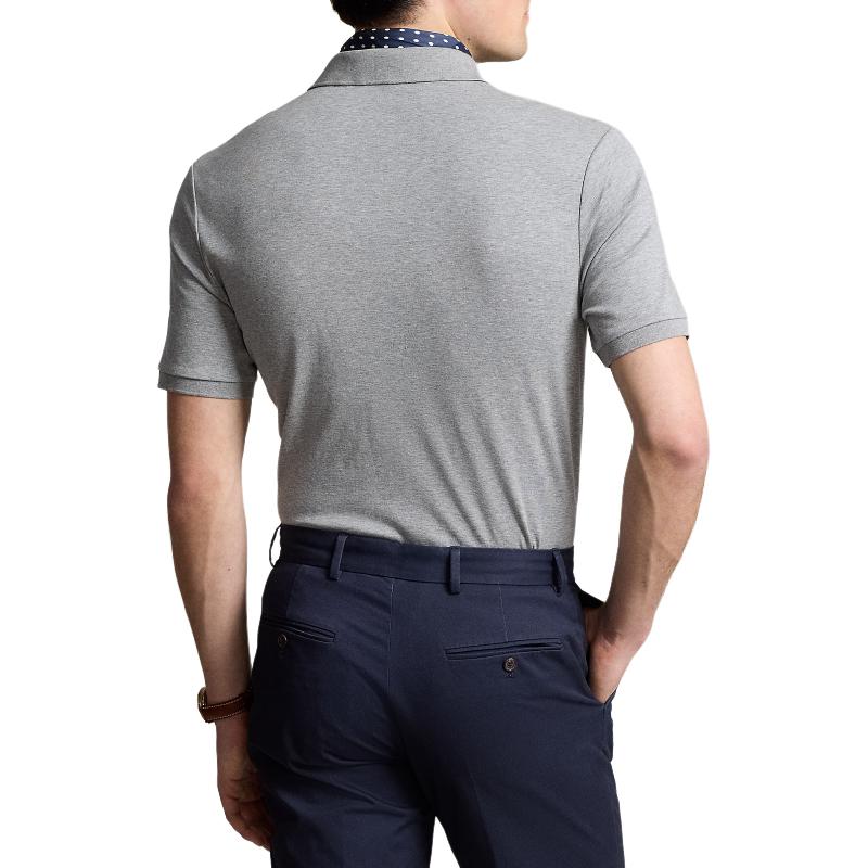 Polo Ralph Lauren SS24 Solid Color Small Pony Embroidered Straight Cut Short Sleeve Polo Shirt Men tops Steel-Gray MNPOKNI1N822946-020