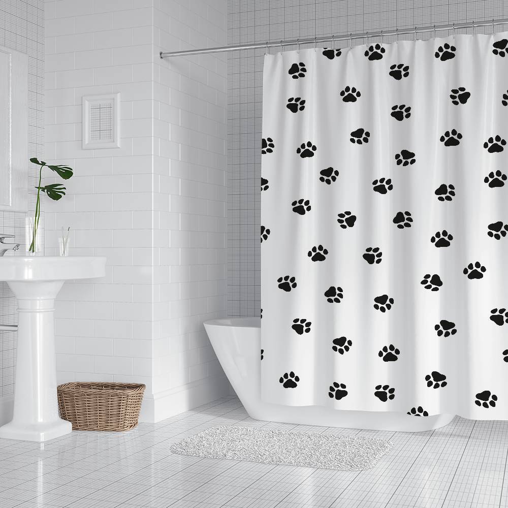 Animal Paw Print Bathroom Shower Curtain Bathroom Partition Curtain Light Opaque Waterproof Material Bathroom
