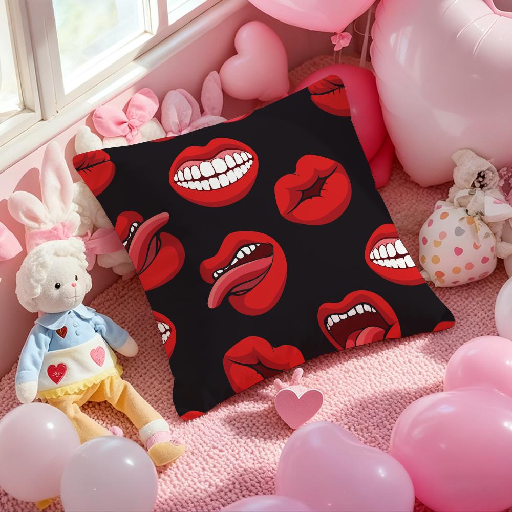 Creative Red Lips Personality Fashion Trend Cushion Pattern Printed Pillowcase For Living Room Sofa Cushion CoverBedroom Decor