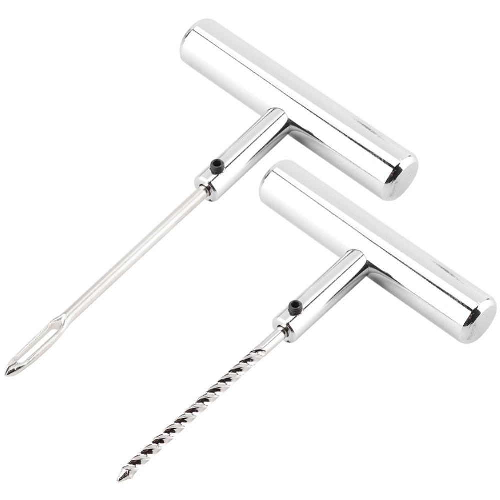 2PCS Spiral Reamer Tire Repair Kit T-Handle Tyre Repairing Tool Roadside Emergency Tire Repair серебряный