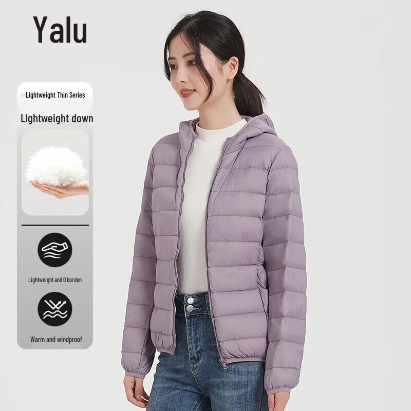 Yalu Women's Lightweight Packable Hooded 90% White Duck Down Jacket