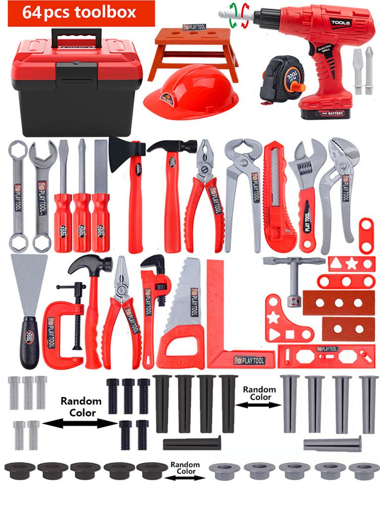 Kinderwerkzeugkasten Spielzeugset, Jungen Simulationsreparatur, Elektrobohrer Ingenieurreparaturkasten, Babys Schraubenfestziehen