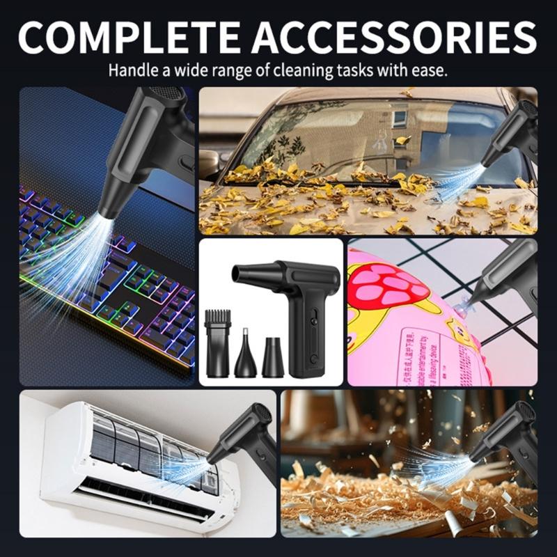 Powerful USB Rechargeable Blower Fan For PC Keyboard Cleaning Car Interior Dust Removal With 20000-130000RPM Motor