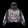 Mens Casual Hooded Sweatshirt 3D Skull Print Loose Fit Long Sleeve Winter Top Teens