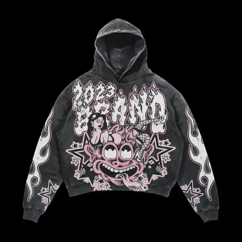 Mens Casual Hooded Sweatshirt 3D Skull Print Loose Fit Long Sleeve Winter Top Teens