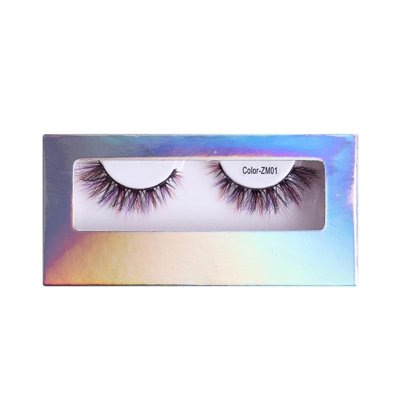 3D 6D Fluffy False Color Eyelashes Natural Full Strip Colored Makeup Cosplay Faux Mink Eyelashes
