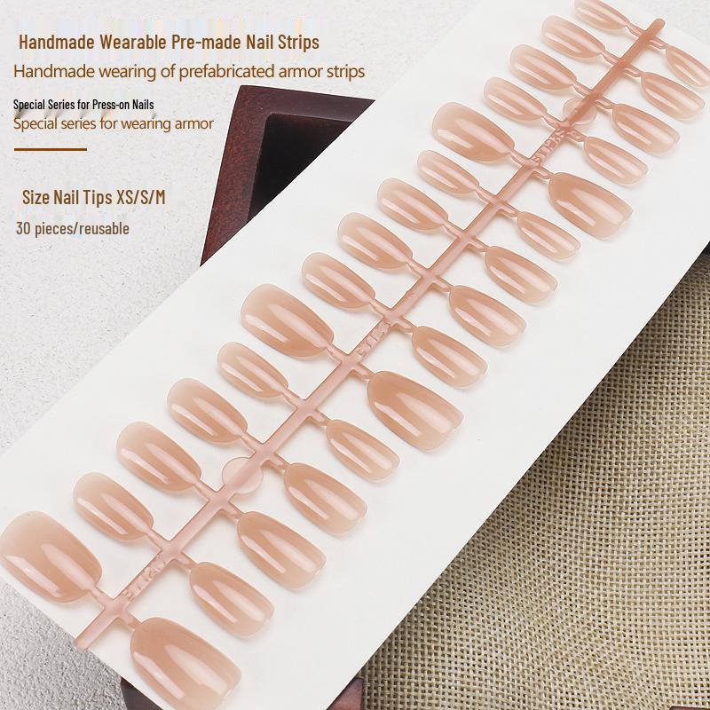 

High-End Nude Gradient Short Almond False Nails: Handmade Summer Manicure Tips
