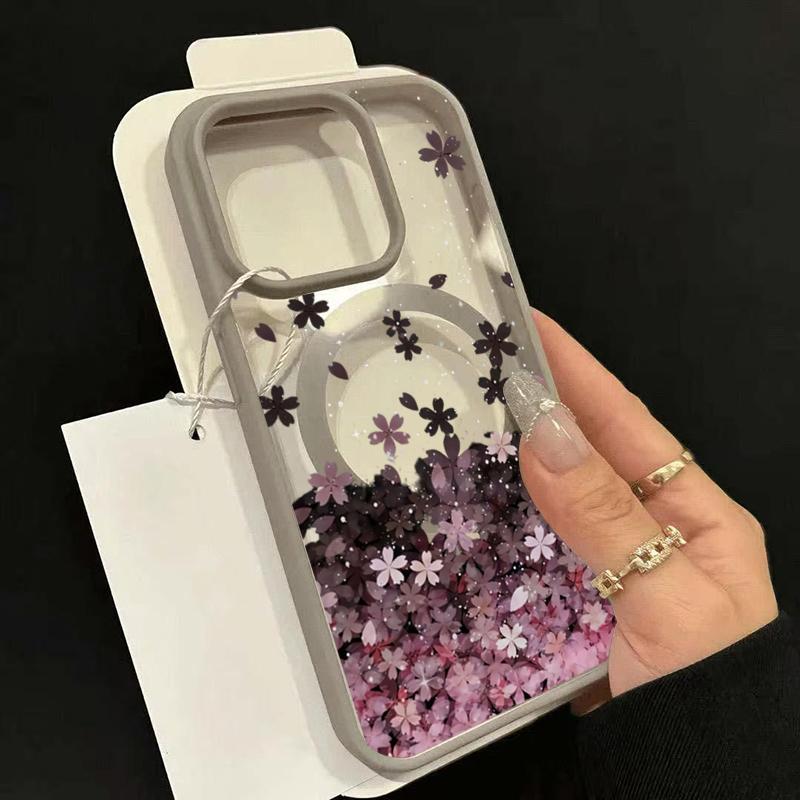 Cherry Blossom Flower Phone Case for iPhone 17 16 15 14 Pro Max 11 12 13 16E 17 Air For Magsafe Magnetic Wireless Charge Cover