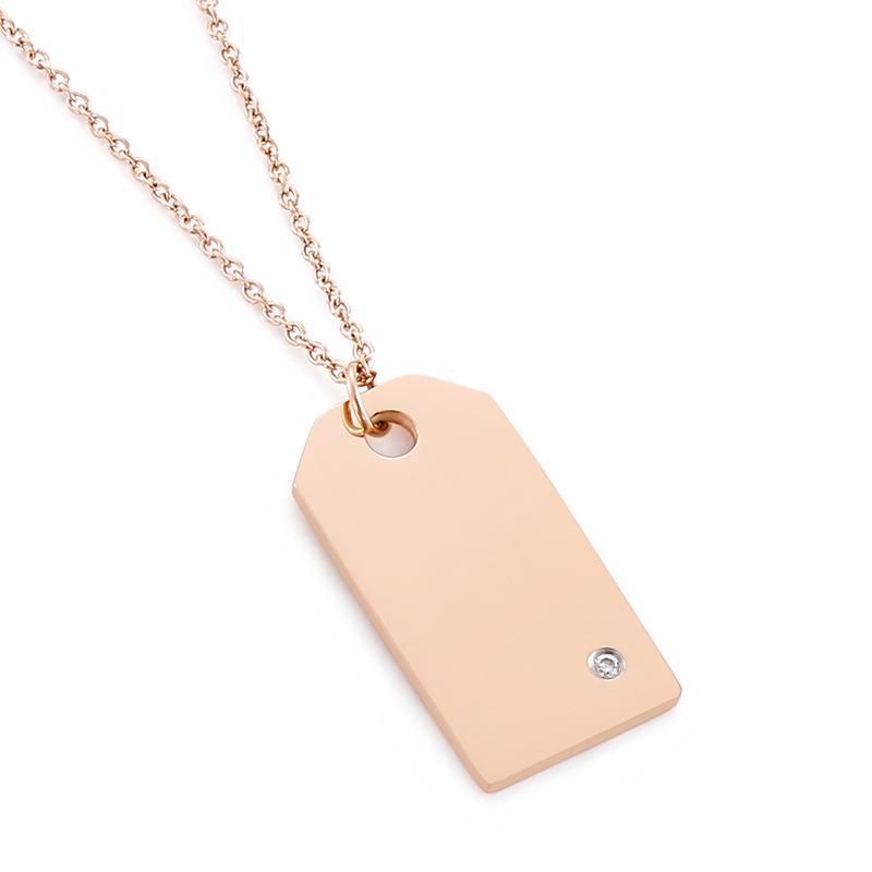 Korean Style Stainless Steel Diamond Inlaid Dog Tag Couple Necklace
