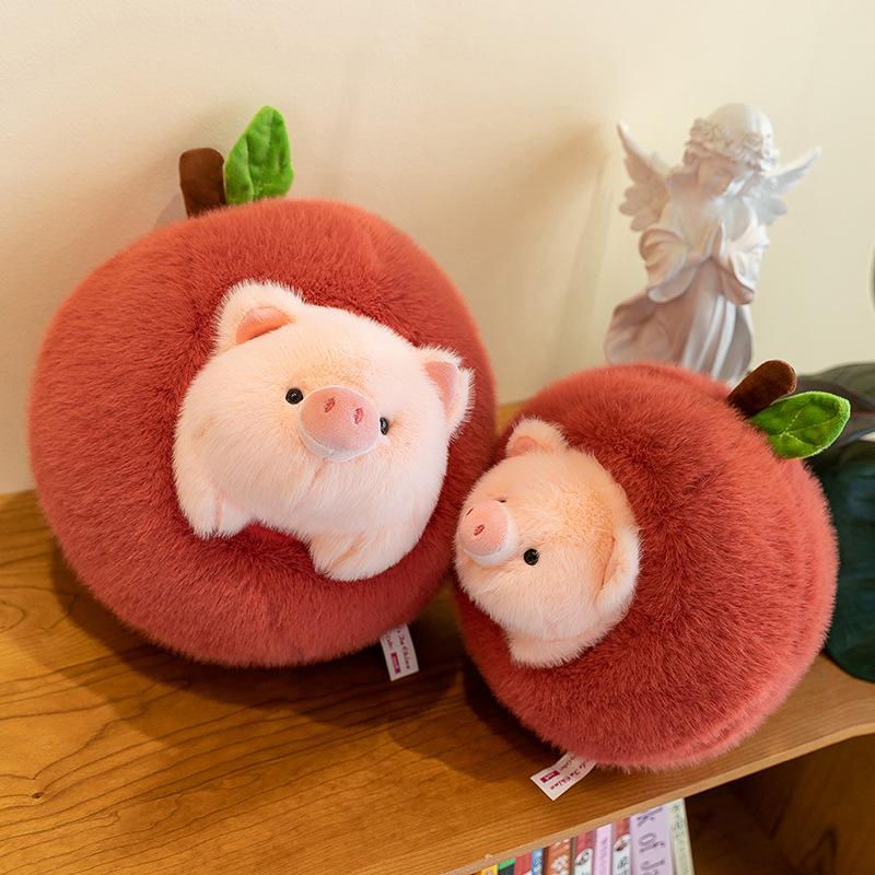 New Pig Apple Push Pillow Plush Toy Removable Doll Girls Birthday Gift Catching Doll