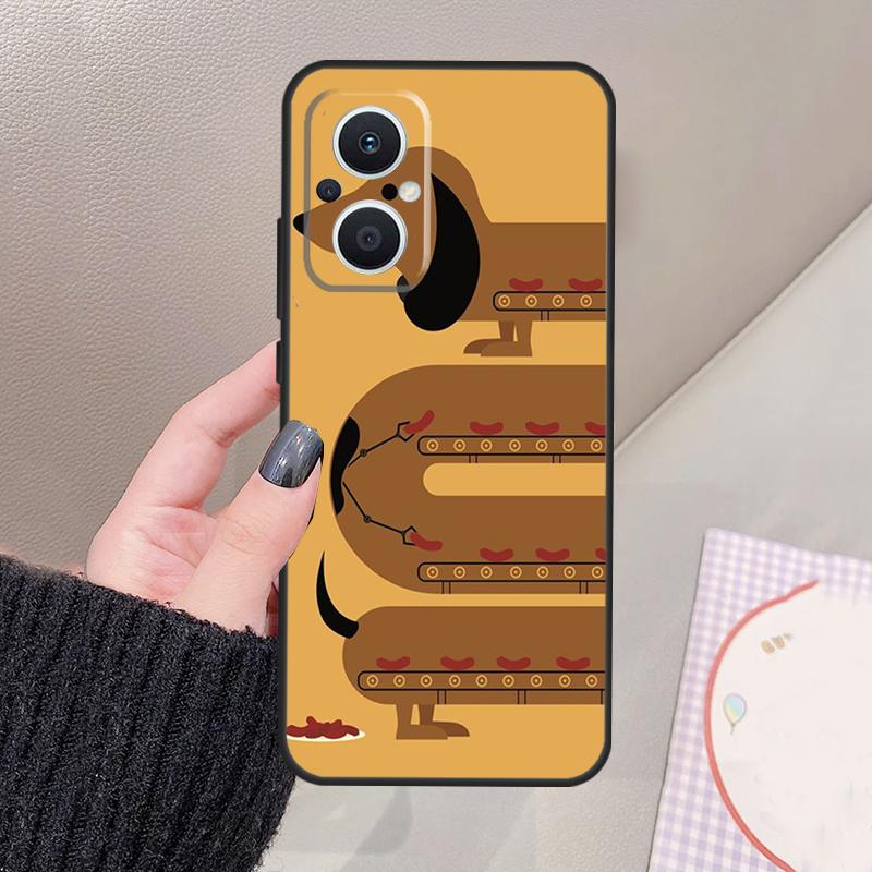 Cartoon Dachshund Sausage Dog Funda For OPPO Reno 12 14 13 11 10 Pro 11F 12F 13F 14F 7 8 Lite OPPO Find X6 X5 X8 X9 Pro Case