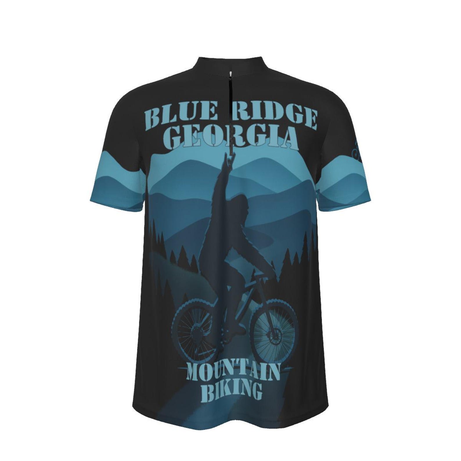 Blue Ridge Georgia Bigfoot MTB Jersey - Loose Fit All-Over Print Unisex Cycling Shirt 2XL