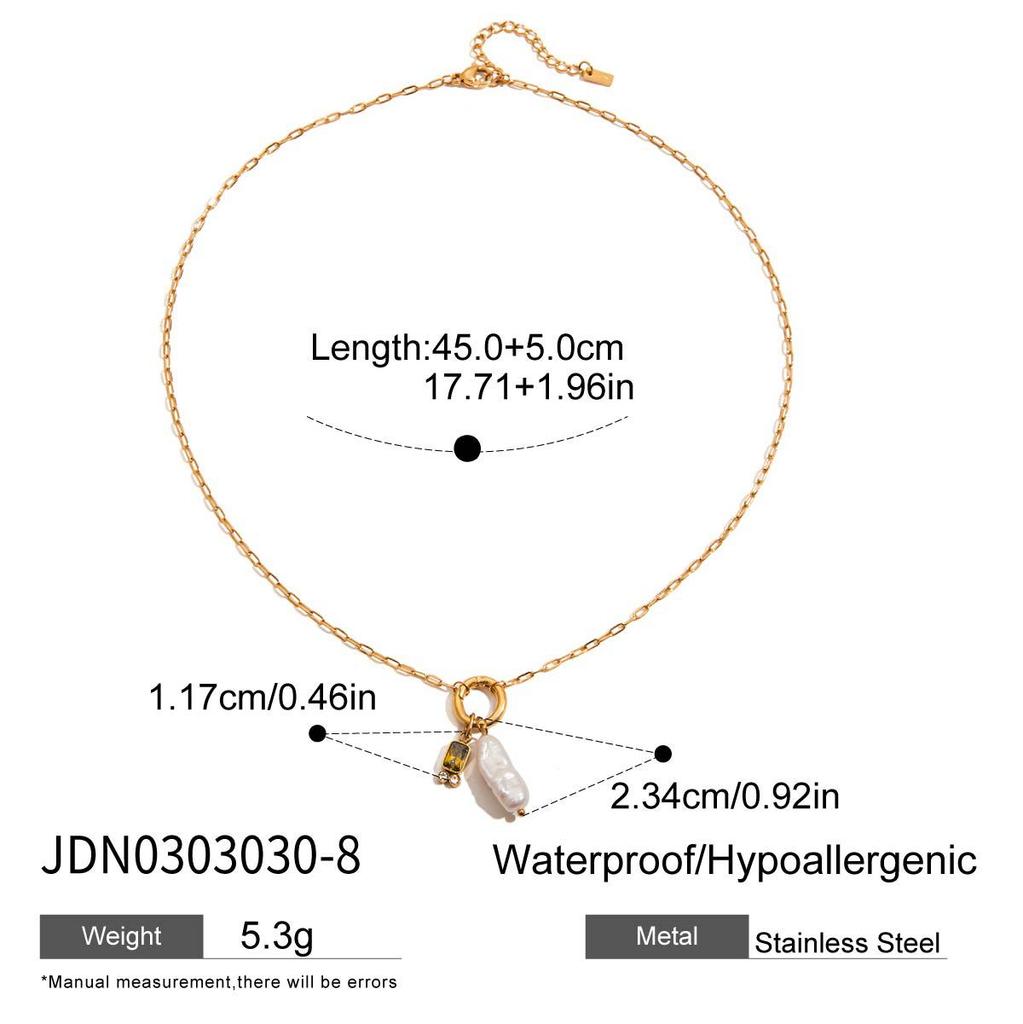 Twelfth Birthstone Pearl Necklace Necklace Stainless Steel Clavicle Chain Accessories