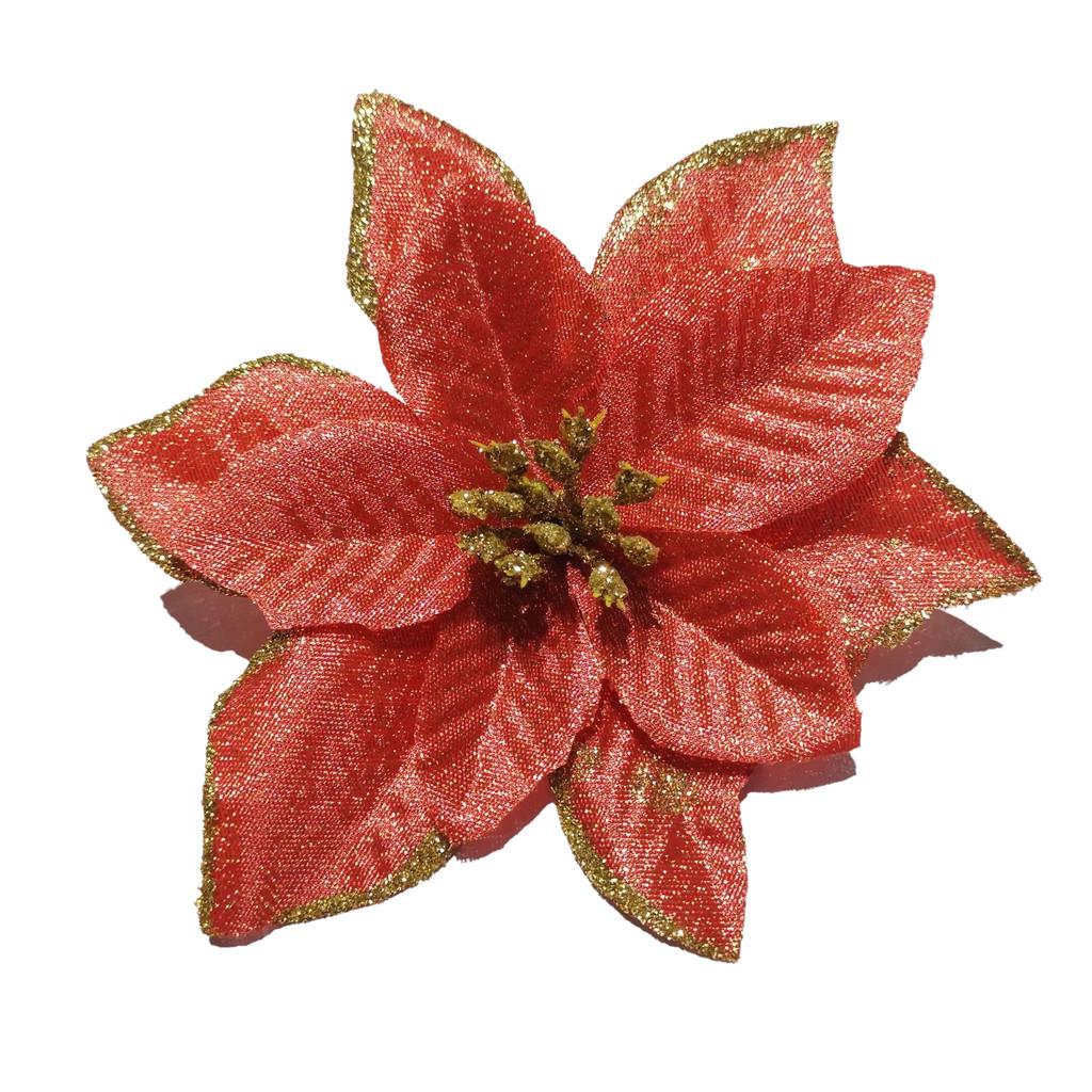 

Рождественская Пуансеттия Дерево Искусственный Цветок Украшение Праздничное Украшение Тканевый Цвет оранжевый