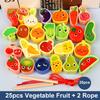 9-36Pcs Baby Wooden Toys Cartoon Fruit Animal Stringing Threading Wooden Beads Toy Monterssori Educational Toys For Kids