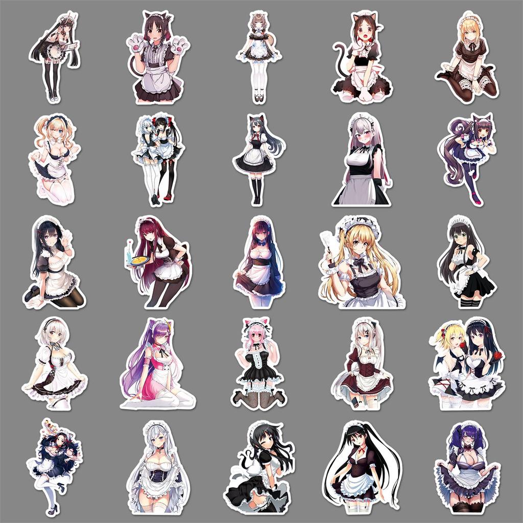 50 Sexy Anime Maid Stickers: Japanese Style Beauty Decorations for Computers