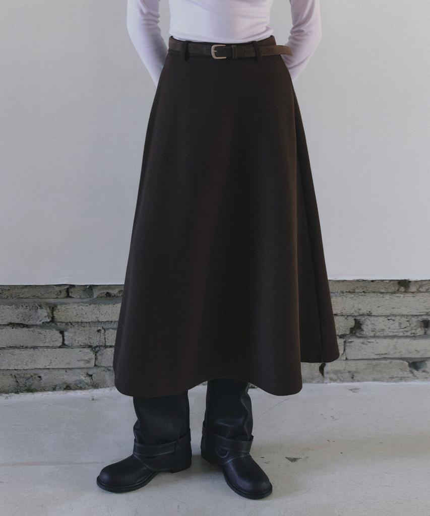 Teuwi Foret Flare Long Skirt (Belt Set)