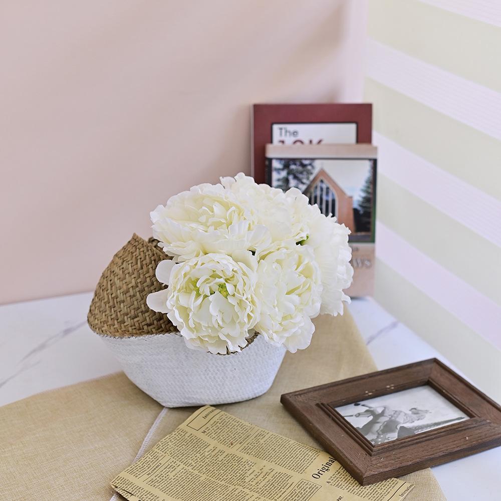 

Wedding Decoration Rich Peony Simulated Flower Bride Rose Bouquet Fake Flower Bouquet Home Decoration Shooting Props белый