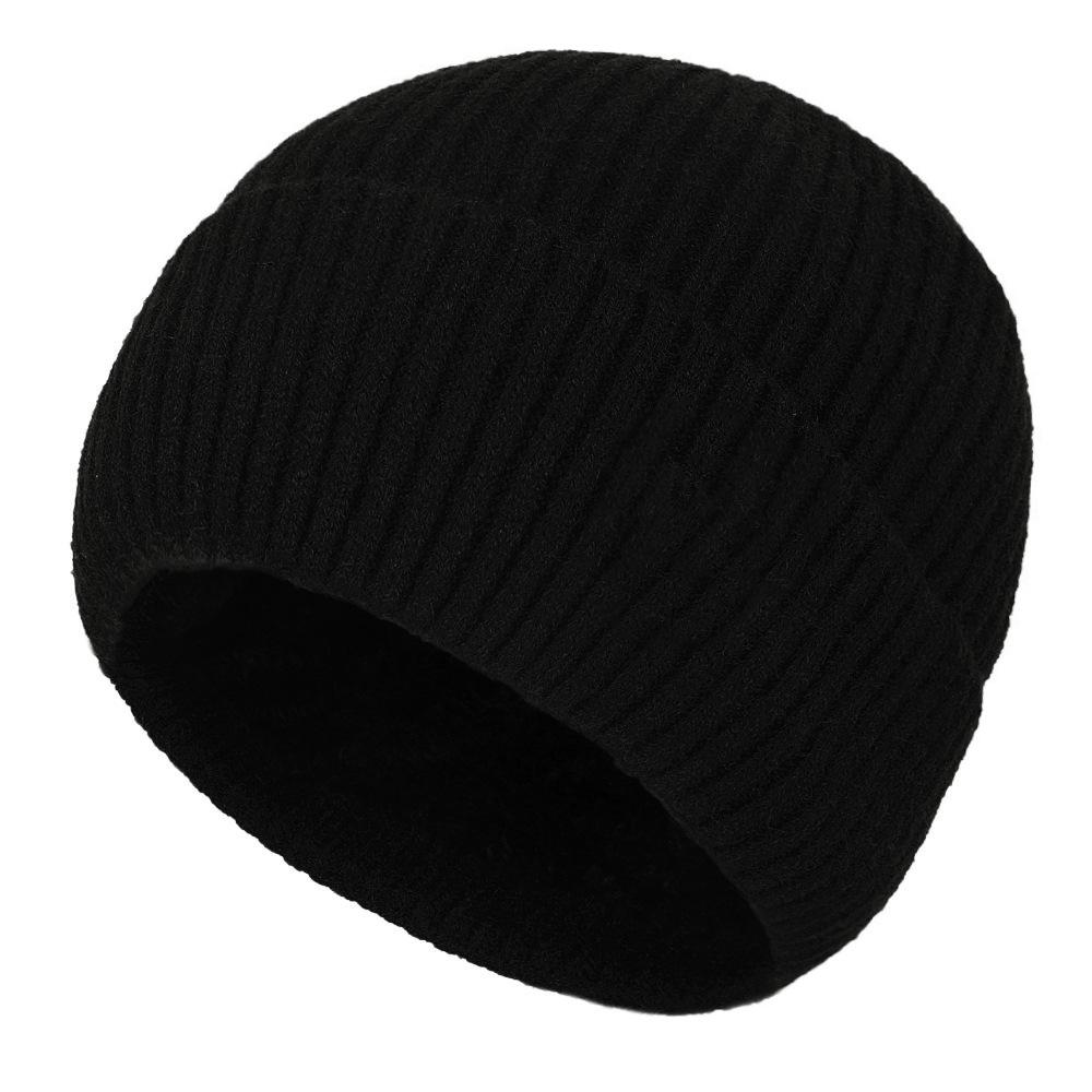 Autumn New Arrivals Unisex Fleece-Lined Hat Thickened Cold-Resistant Cotton Beanie Outdoor Travel Cycling Solid-Colour Beanie