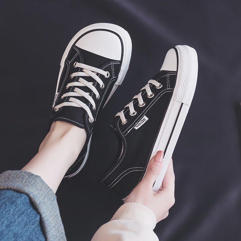 

Летние белые туфли с тонкой резинкой для женщин, новые дышащие кроссовки с большой головой, женские парусиновые туфли на толстой подошве для женщин 40 чёрный