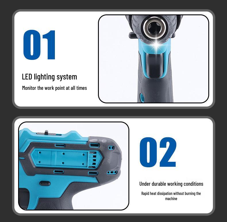 High-Power Multifunctional Lithium Electric Drill & Screwdriver Set