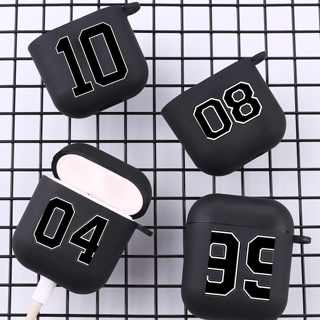 Fashion Black Number football With Hook For Airpod Pro 3 Pro2 Black Cover Silicone Case for Apple Airpods 2 1 Earphone Cases