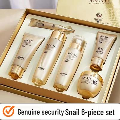 Schnecken-Feuchtigkeits-Sechs-Teile-Hautpflege-Set: Feuchtigkeitsspendende & Regenerierende Lotion & Creme Geschenkbox