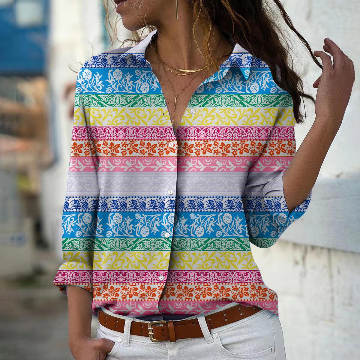 

Блузка с полосатым принтом для женщин, весна-осень, женская, офисная, на пуговицах, с отложным воротником L