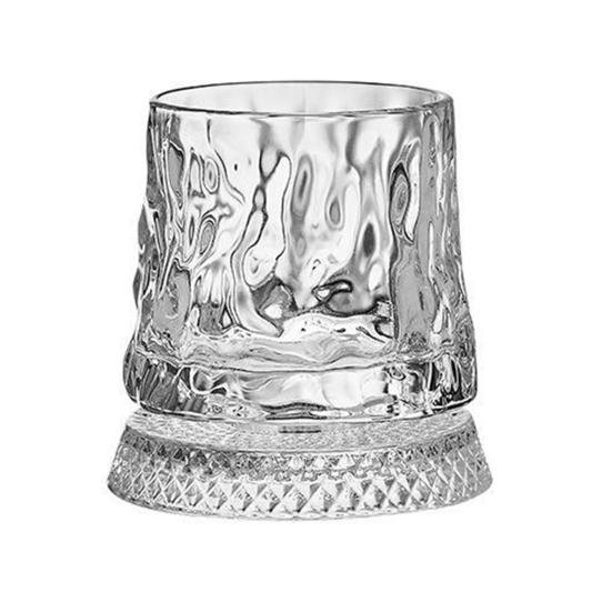 Szklanka do whisky 280 ml, obracana o 360 stopni, z delikatnym wytłaczanym wzorem, stabilna odłączana podstawa, kubek do picia, naczynia