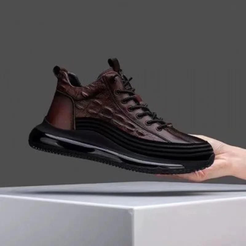 Erkek Ayakkabı Kalın Yaka Rahat Trend Ayakkabı Timsah Desen Moda Hafif Spor Ayakkabı Zapatillas De Hombre